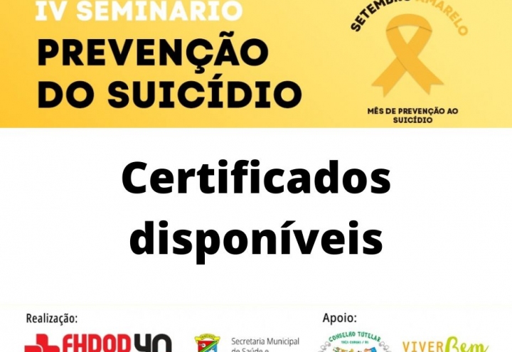 Foto Certificados do Seminrio de Preveno do Suicdio disponveis
